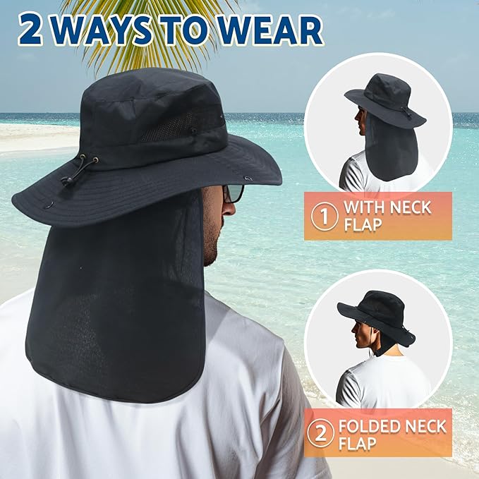 NPJY Sun Fishing Hats with Neck Flap - Image 3