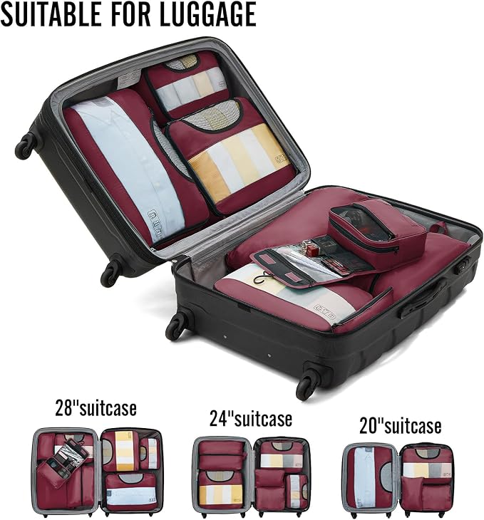 Veken 8 Set Packing Cubes for Travel Essentials, Suitcase Organizer Bags in 4 - Image 6