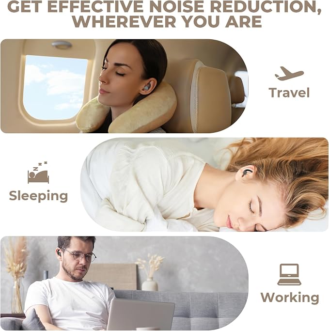 Ear Plugs for Sleeping: Reusable Earplugs for Sleep, Snoring Blocking, 2 Pairs - Image 6