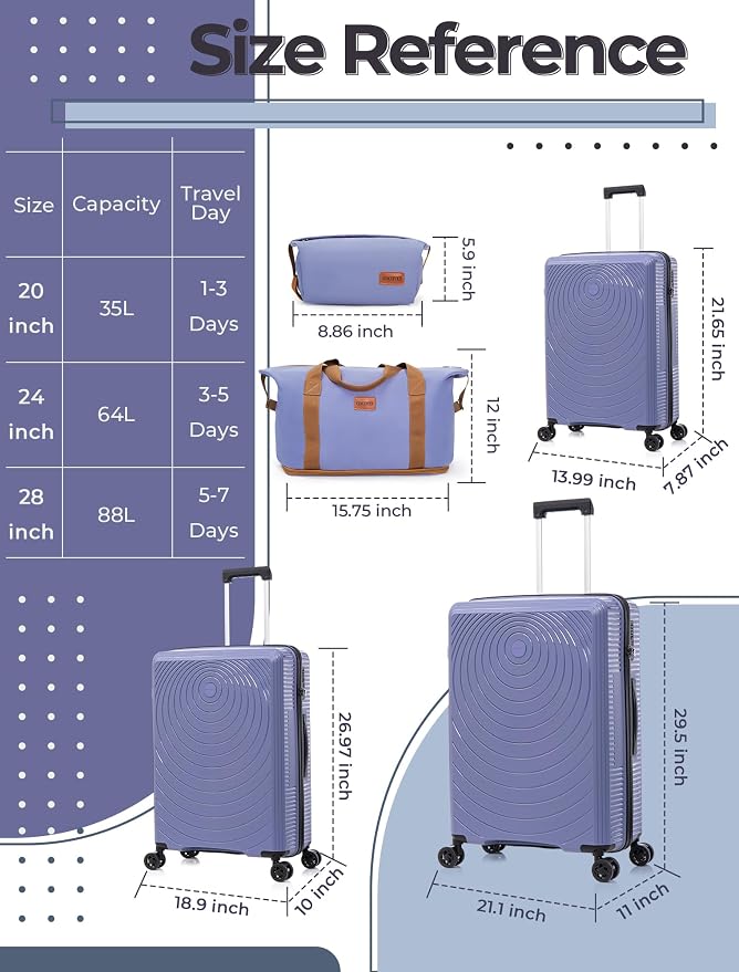 Luggage Sets 5 Piece, Suitcases - Image 3