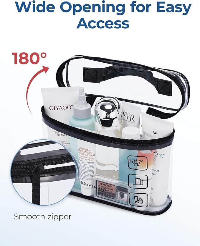 BAGSMART TSA Approved Toiletry Bag, 2 Pack Clear Makeup Cosmetic Bag Organizer - Image 2