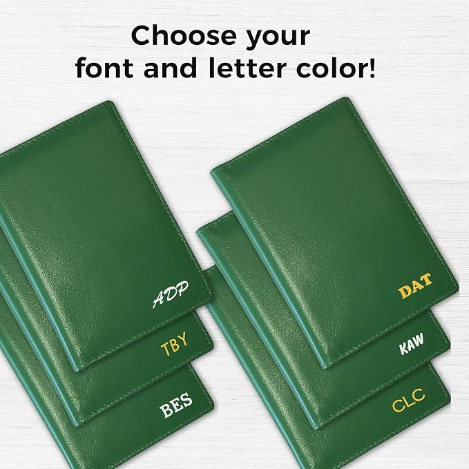 Personalized Monogrammed Emerald Green Leather RFID Passport Wallet - Image 3