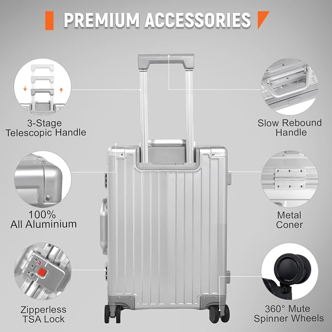 UrbanExplorer All Aluminum Carry On Luggage 22x14x9 Airline Approved Heavy Duty - Image 7