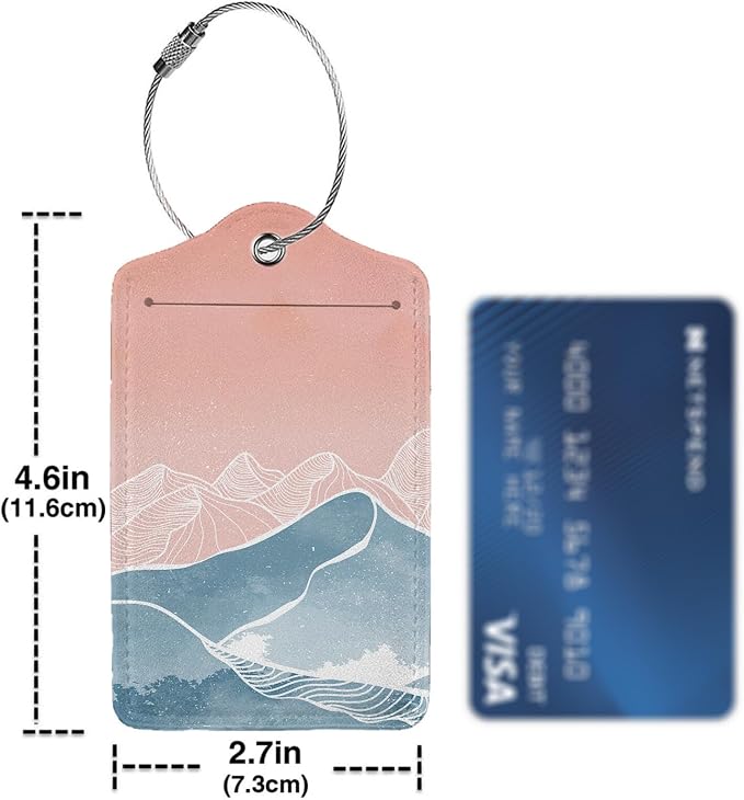 Mountain with Line Art 2 Pcs Luggage Tags, Privacy Cover ID Label with - Image 4