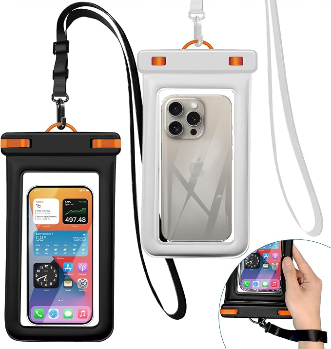 IPX8 Floating Waterproof Phone Case 2-Pack, 7.2 Inch Waterproof Phone Pouch by Welcometothesun