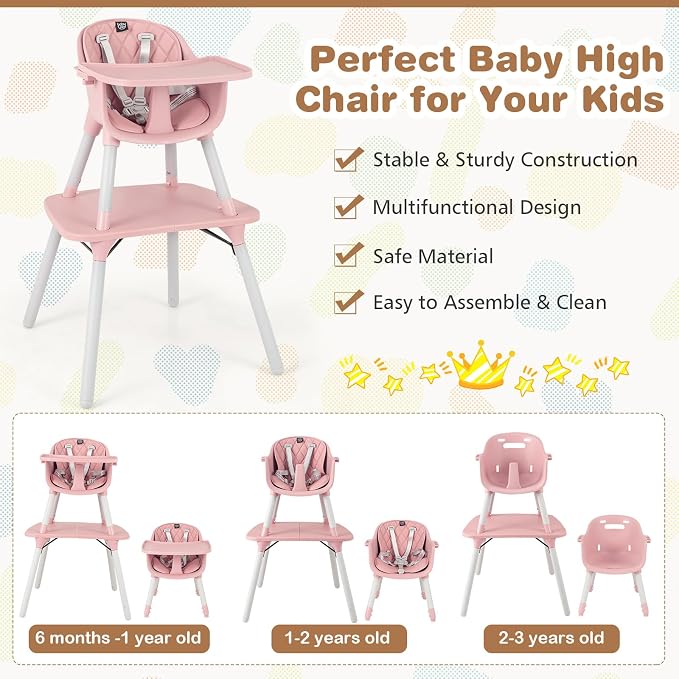 BABY JOY High Chair, 5 in 1 Convertible Highchair - Image 8
