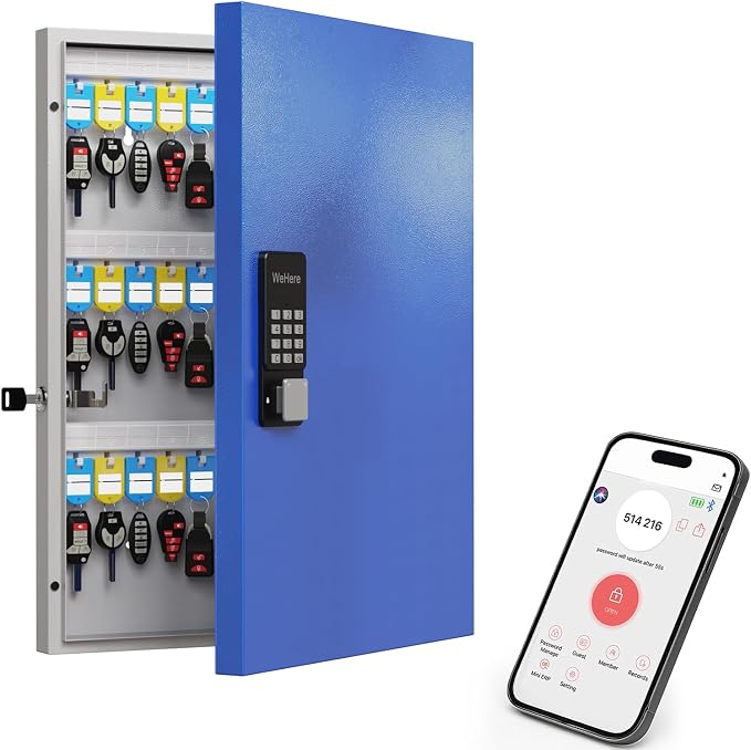 WeHere 72 Key Lock Box Wall Mount, Smart Key Cabinet by WeHereSmartBoxLock