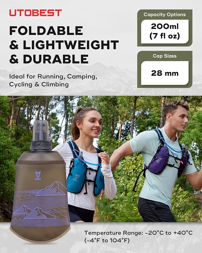 UTOBEST 200ml Soft Flask, 2 Pack Flexible TPU Hydration Water Bottle, - Image 7