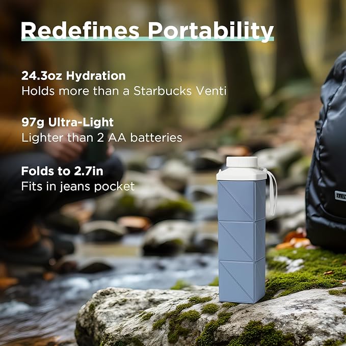 POMKAKA Collapsible Water Bottles 24.3oz, 2nd Generation Leakproof BPA-Free - Image 2