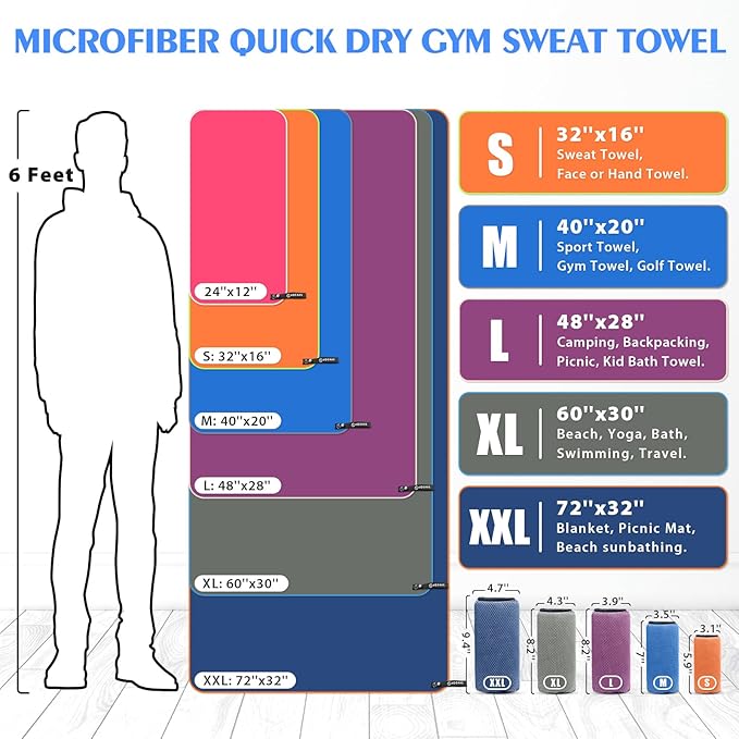 HOEAAS 2 Pack Microfiber Camping Towels, Quick Dry Towel, Super Absorbent Ultra - Image 3