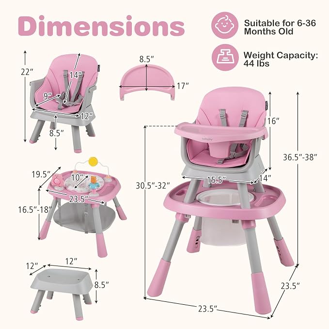 BABY JOY 16 in 1 High Chair, Convertible Baby Highchair - Image 8