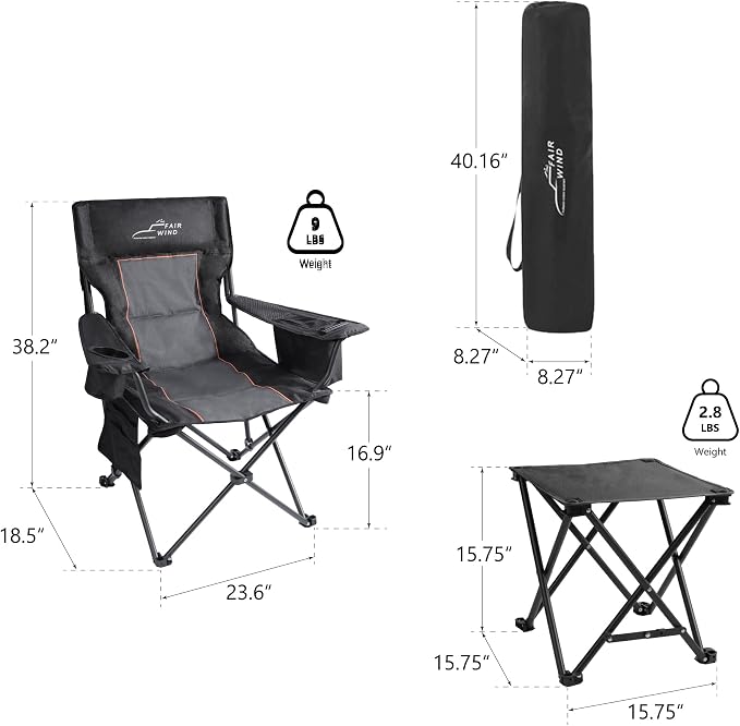 FAIR WIND Oversized Padded Camping Chair - Image 3