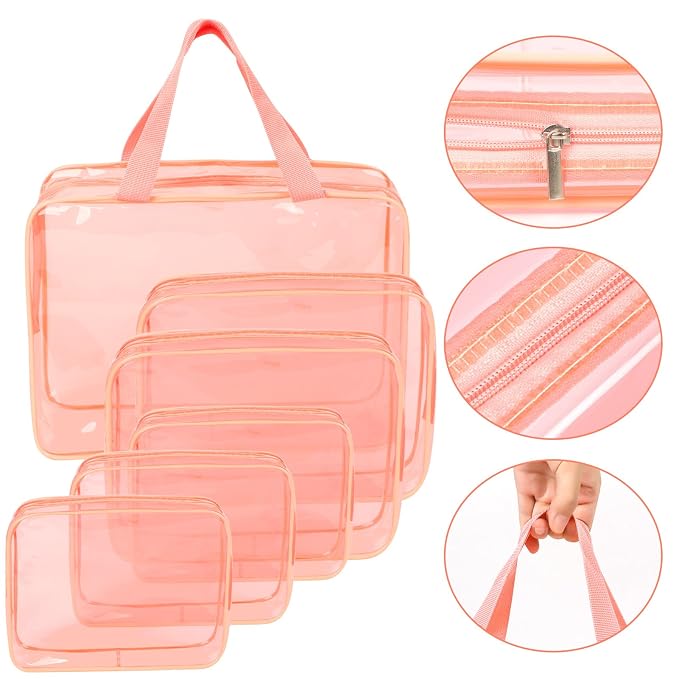 APREUTY Clear Makeup Bags, TSA Approved 6 Pcs Cosmetic Makeup Bags Set Clear PVC - Image 4