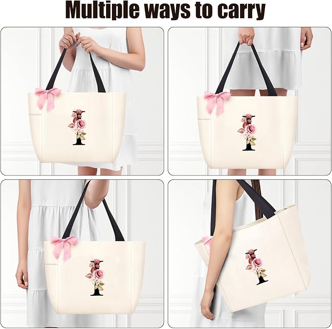 Vavabox Tote Bag, A-Z Initial Monogrammed Waterproof Tote Bag, Bridesmaid Gifts - Image 4