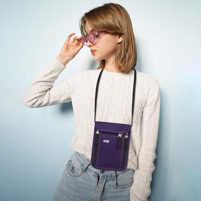 Travel Pouch Neck Wallet Family Passport Holder Organizer Case - Image 5