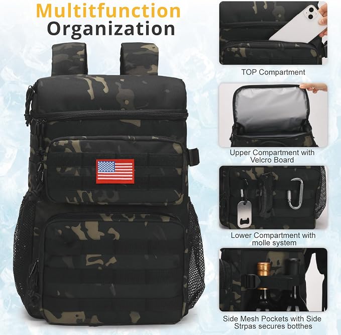 Tactical Backpack Cooler, Soft Lightweight Leakproof Cooler Backpack, Insulated - Image 6