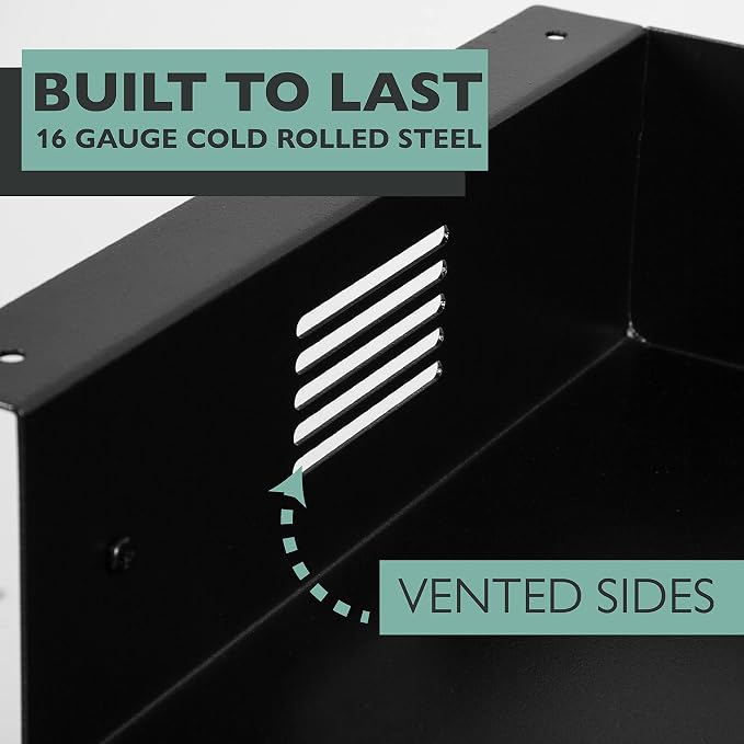 Ilyapa Under Desk CPU Mount, Steel Under Desk Computer Mount Vented Sides - Image 3