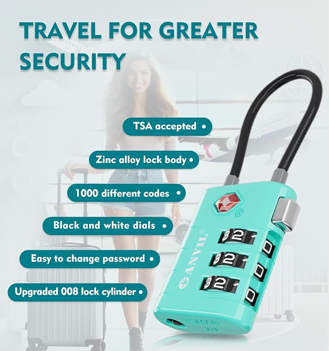 ANVIL TSA Approved Luggage Locks – High Security TSA008 Combination Travel Locks - Image 5