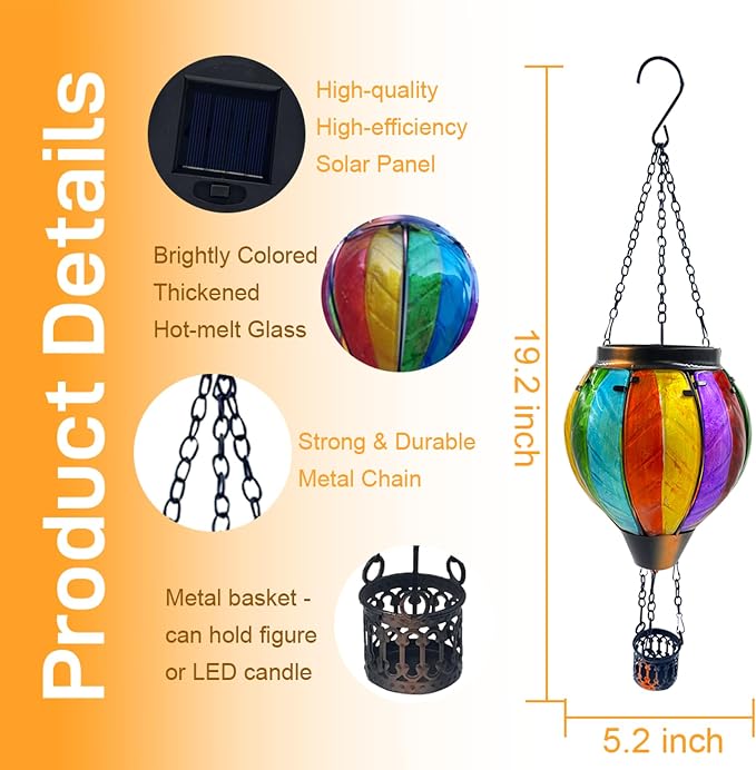 Colorful Hot Air Balloon Solar Lantern - Image 6