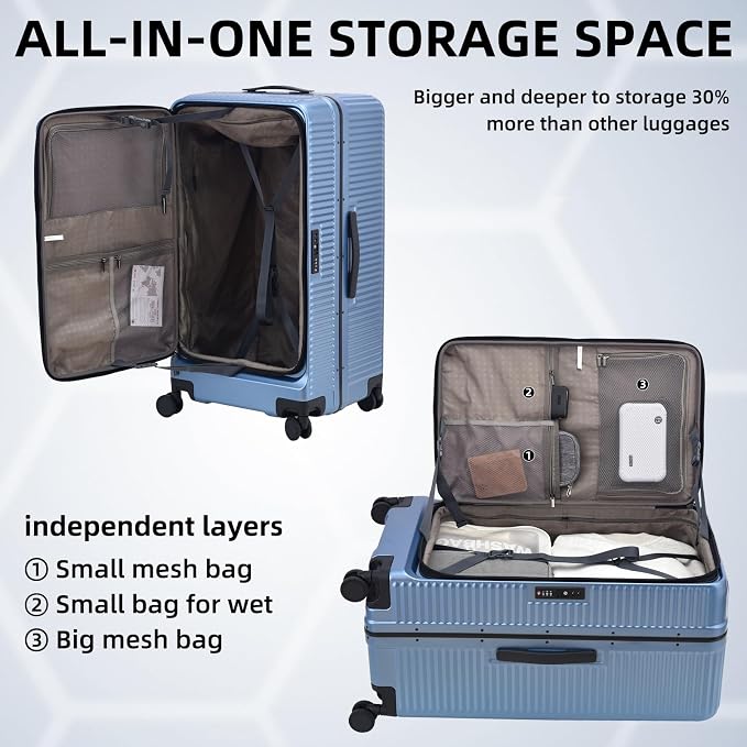 2 pieces 20/29 Aluminum Frame Carry On and Checked Luggage Set - Image 5