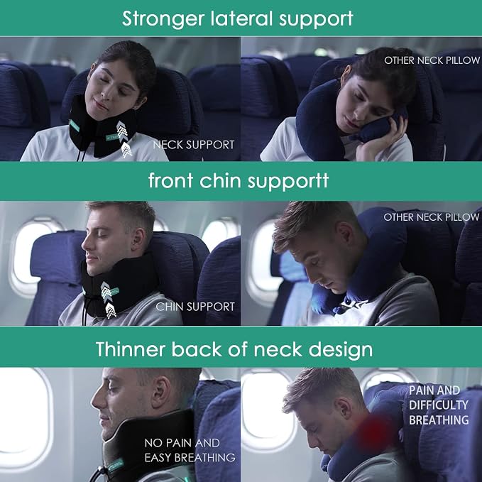 GOLDORANGE Travel Pillows for Sleeping Airplane Neck Chin Head Support Memory - Image 5