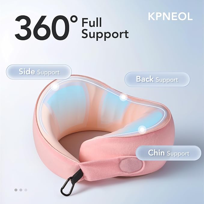 Travel Pillow, 100% Pure Memory Foam Travel Neck Pillow Airplane Neck Support - Image 2