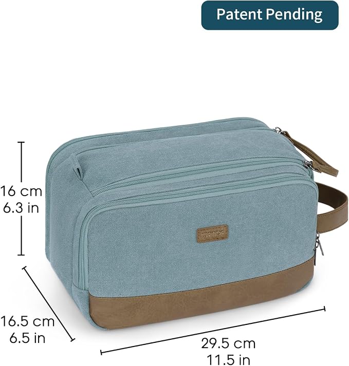 WANDF Toiletry Bag for Men Travel Toiletry Organizer Canvas and Leather Dopp - Image 7