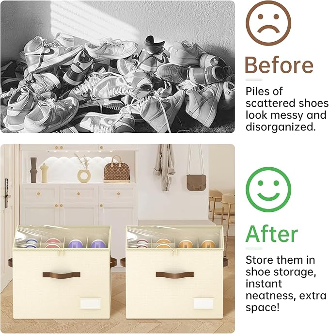 Shoe Organizer for Closet, 2 Pack Shoe Organizer - Image 4