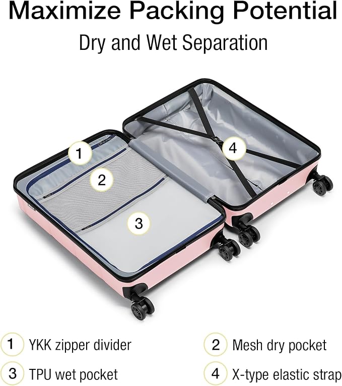 KYME Pink Hardside Expandable Carry On Luggage 22x14x9 Airline Approved 20 Inch - Image 4