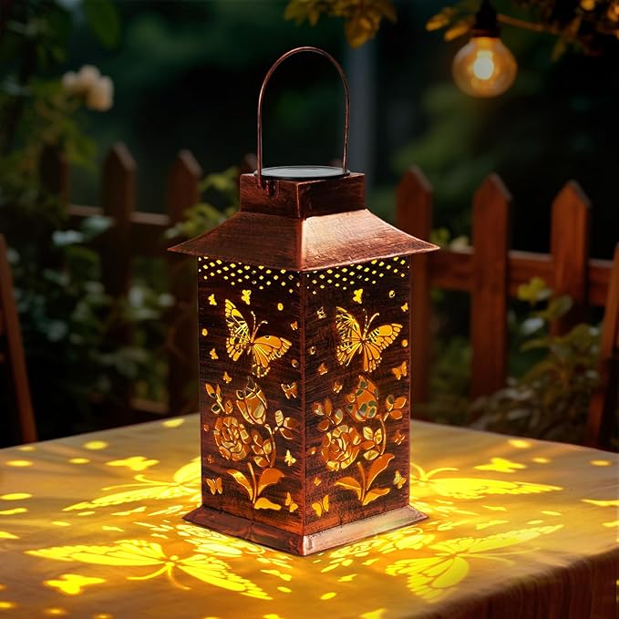 Homemory Butterfly Solar Lanterns Waterproof, Metal Hanging Hollowed-Out Metal by Homemory