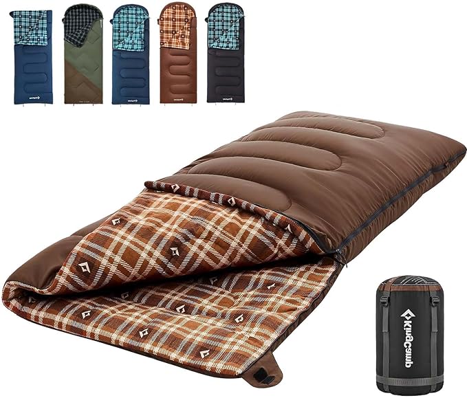 KingCamp Sleeping Bag for Adults, Cold Weather & Warm XL Big and Tall Flannel by KingCamp