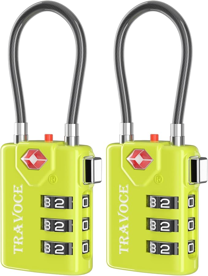 Search Alert TSA Approved Travel Combination Luggage Cable Locks by TRAVOCE