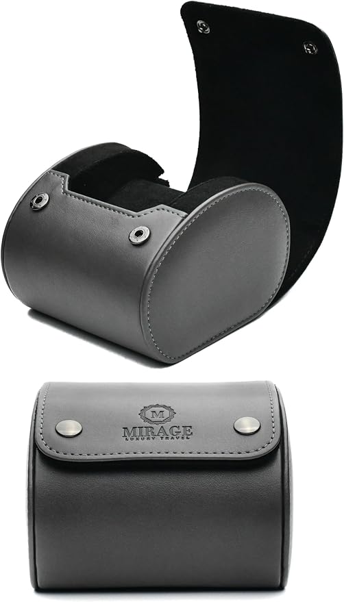 Single Watch Roll Case Watch Travel Case Box 1 Watch Display Case Slate Gray by MirageLuxuryTravel