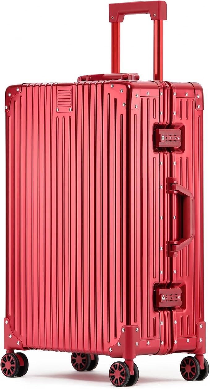 Metal All Aluminum Carry-on Luggage TSA Customs Lock Zipperless Silent Rotary by XZSP+AISU