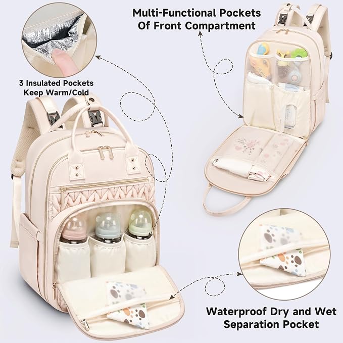 Diaper Bag Backpack, Stylish Baby Diaper Bag, Waterproof Travel Diaper - Image 3