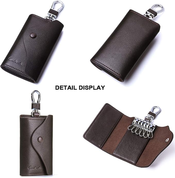 Contacts Car Key Case for Men and Women Small Leather Key Holder Key Cover - Image 4