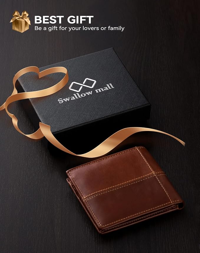 Swallowmall Mens Wallet Rfid Blocking Genuine Leather Bifold Wallets - Image 7