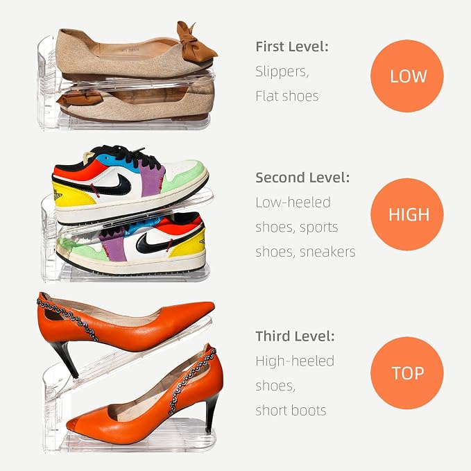 Shoe Slots Organizer, 50% Space-Saving Storage Rack Holder, Transparent - Image 6