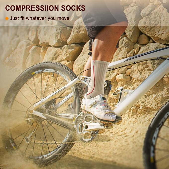 BULLIANT Compression Socks for Men 6Pairs, Athletic Crew Socks Cushioned For - Image 6