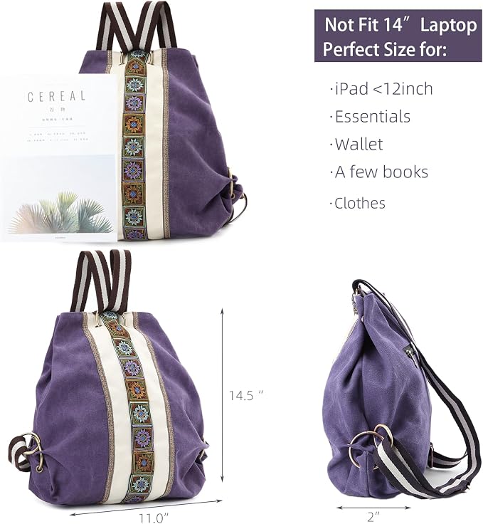Goodhan Women Canvas Backpack Daypack Casual Shoulder Bag, Vintage Heavy-duty - Image 4