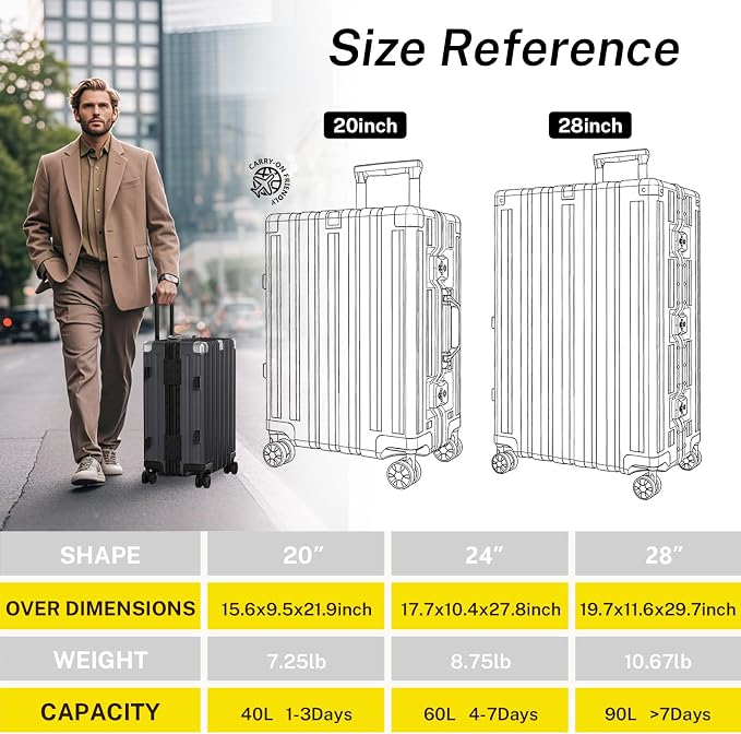 Krute Luggage 24 Inch Aluminum Frame Zipperless Suitcase - Image 4