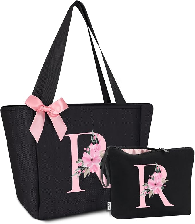 Vavabox Tote Bag, A-Z Initial Monogrammed Waterproof Tote Bag, Bridesmaid Gifts by Vavabox
