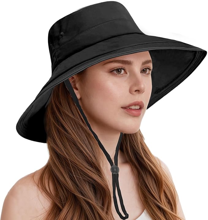 Sun Hats for Women Wide Brim Ponytail UV Protection Beach Hat Packable by Beurlike