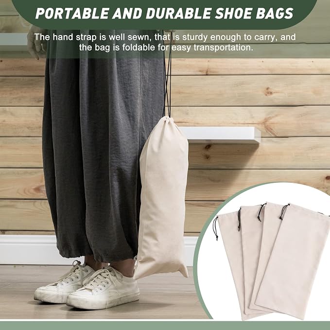 12 Pcs Shoe Dust Bags Beige Duster Flannel Single Shoe Pouch - Image 4