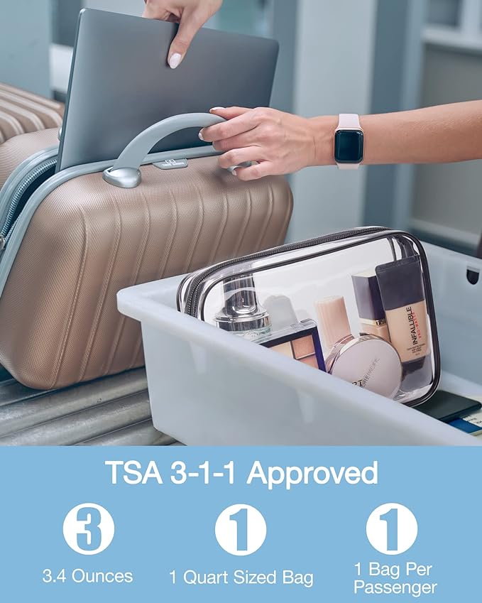 BAGSMART Clear Toiletry Bag, 2 Packs TSA Approved Water resistant Quart Size - Image 3