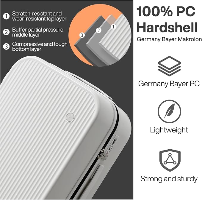 mixi 24 Inch Checked Luggage PC Hardshell Suitcases - Image 5