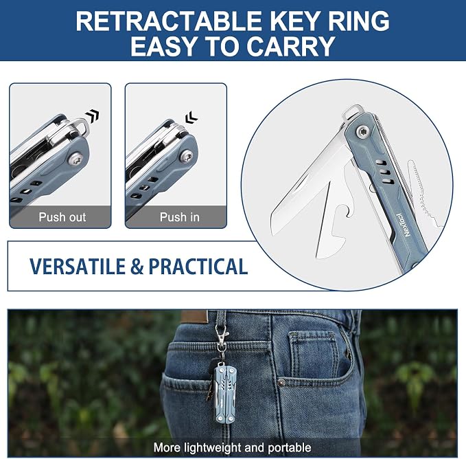 NexTool Mini Sailor S11 Keychain Multitool, 11-in-1 Compact EDC Pliers - Image 3