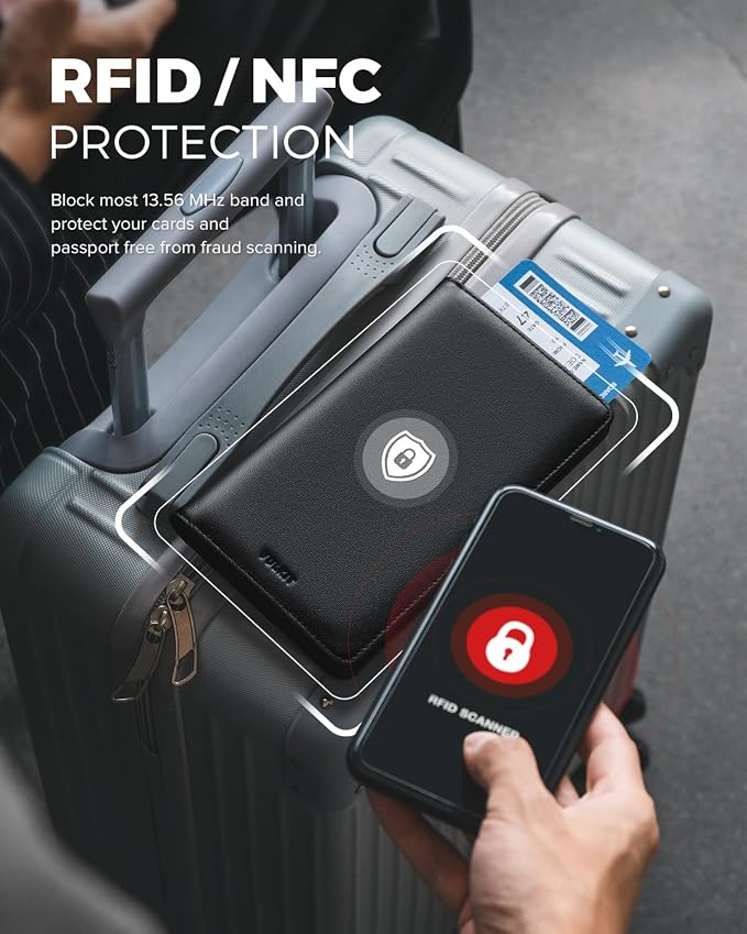 VULKIT Passport Holder Wallet RFID Blocking Travel Wallet - Image 3