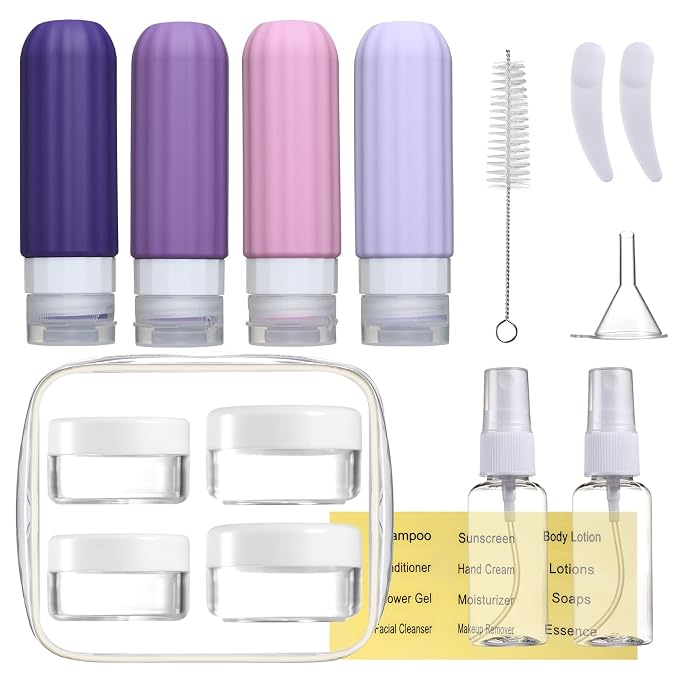 16 Pack Travel Bottles Set for Toiletries, Leakproof Travel Containers for by Mrsdry