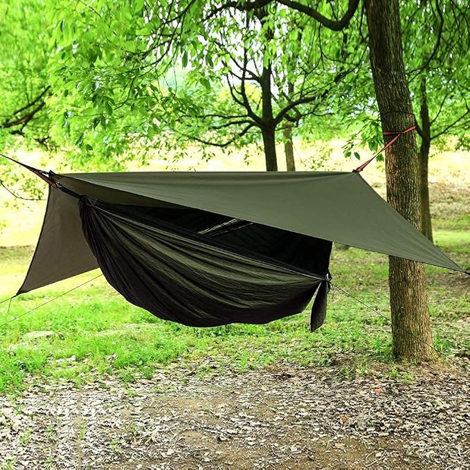 Camping Hammock with Rain Fly Tarp and Mosquito Net with Tree Straps，1/2 Person - Image 7